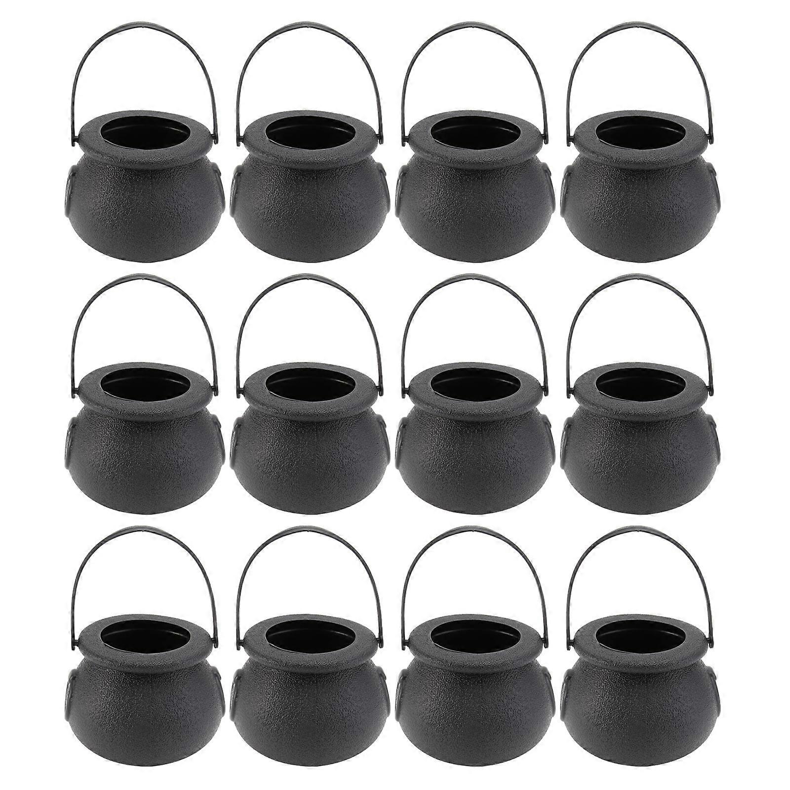 Candy Bucket Witch Cauldron Black for Candy Holding 36Pcs Plastic Jar