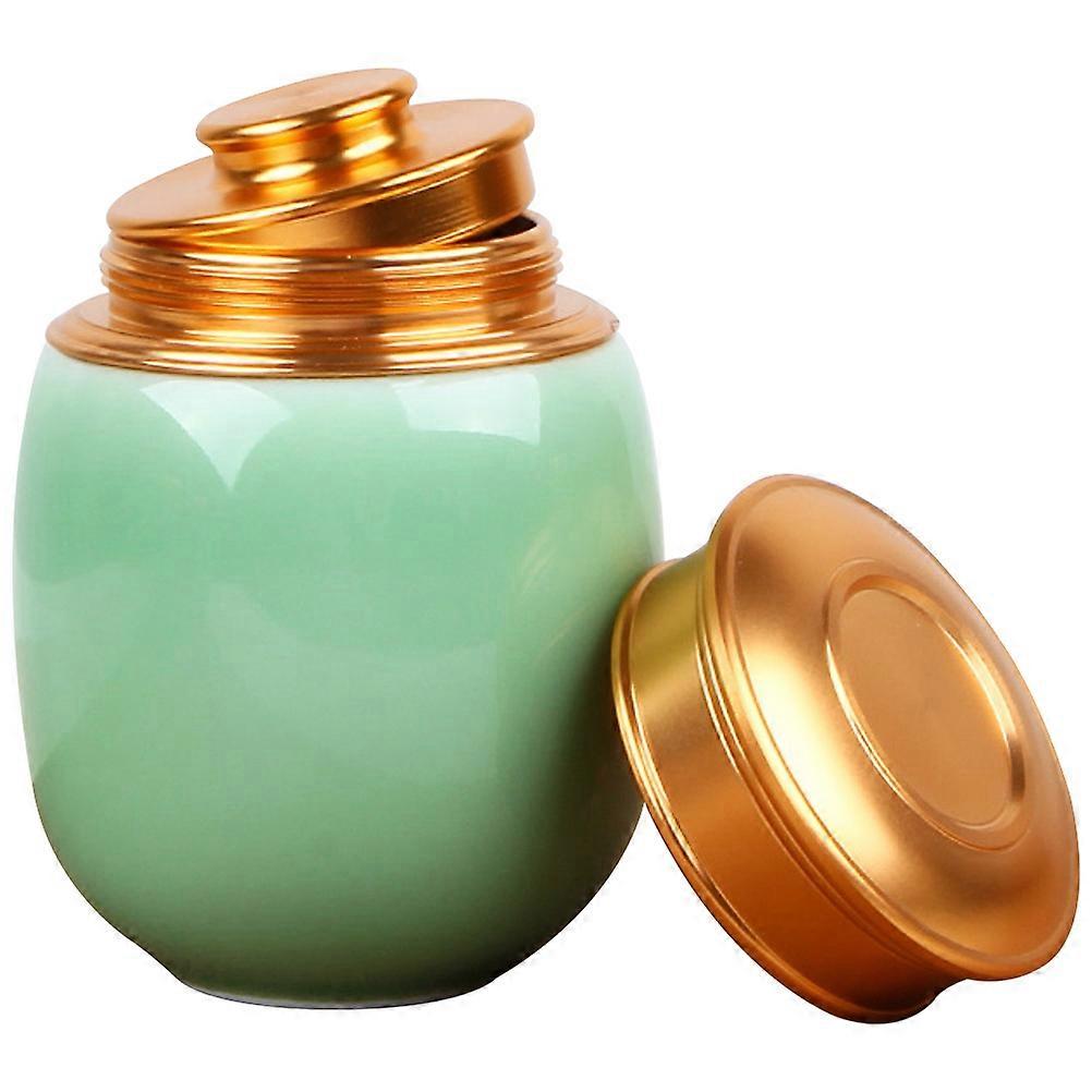 Ceramic Tea Container Jar for Storage Use with Alloy Material 1 Piece