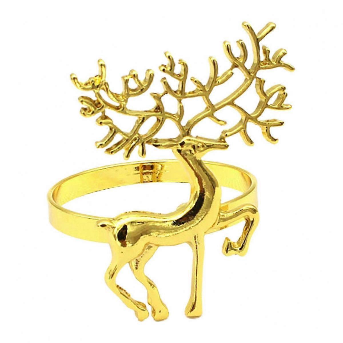 Napkin Ring Christmas Deer Pattern Sturdy Alloy Wedding Center Napkin Circle for Bar JIKAIX