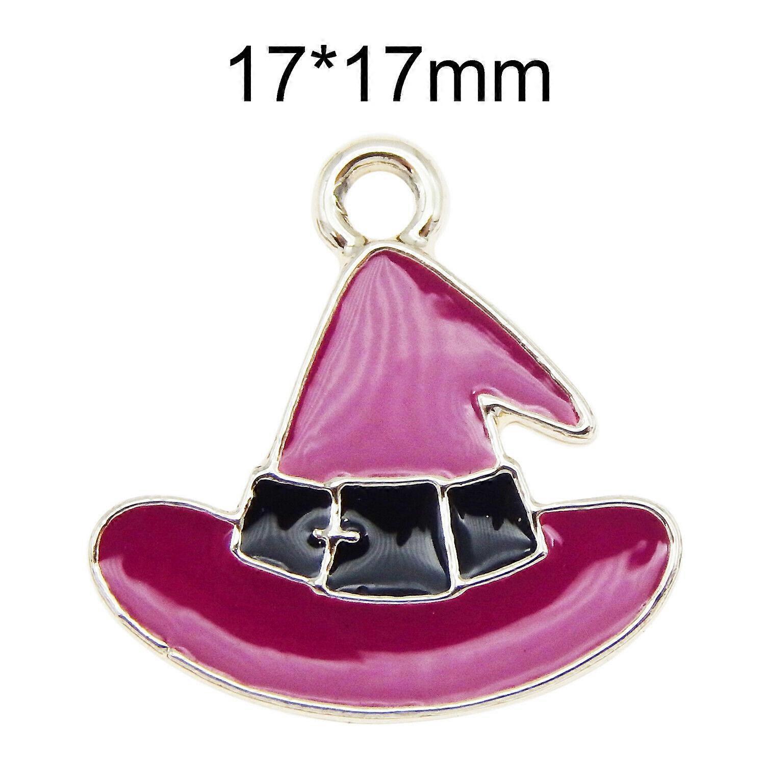 12PCS/Pack Enamel Plated Mixed Halloween Witch Hat Pendant Charms DIY Findings