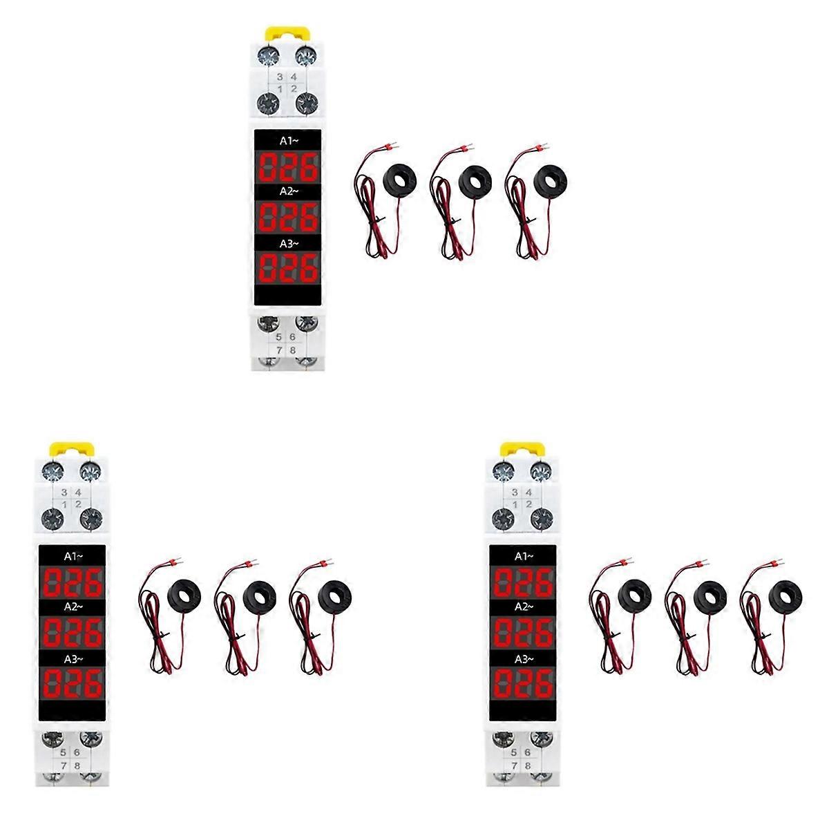Din Rail Mount 3 Phase Ampere Meter Mini Modular Current Meter