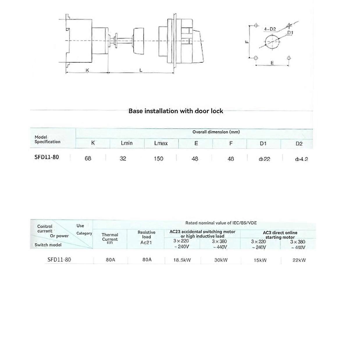 SFD11-80A with Extension Pole Isolator Switch Pad-Lock Power Rail