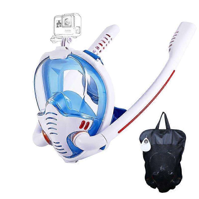 Masque de plongée intégral noir pour adultes, double tuba, mode de respiration panoramique à 180°, antibuée, en silicone étanche pour la natation.