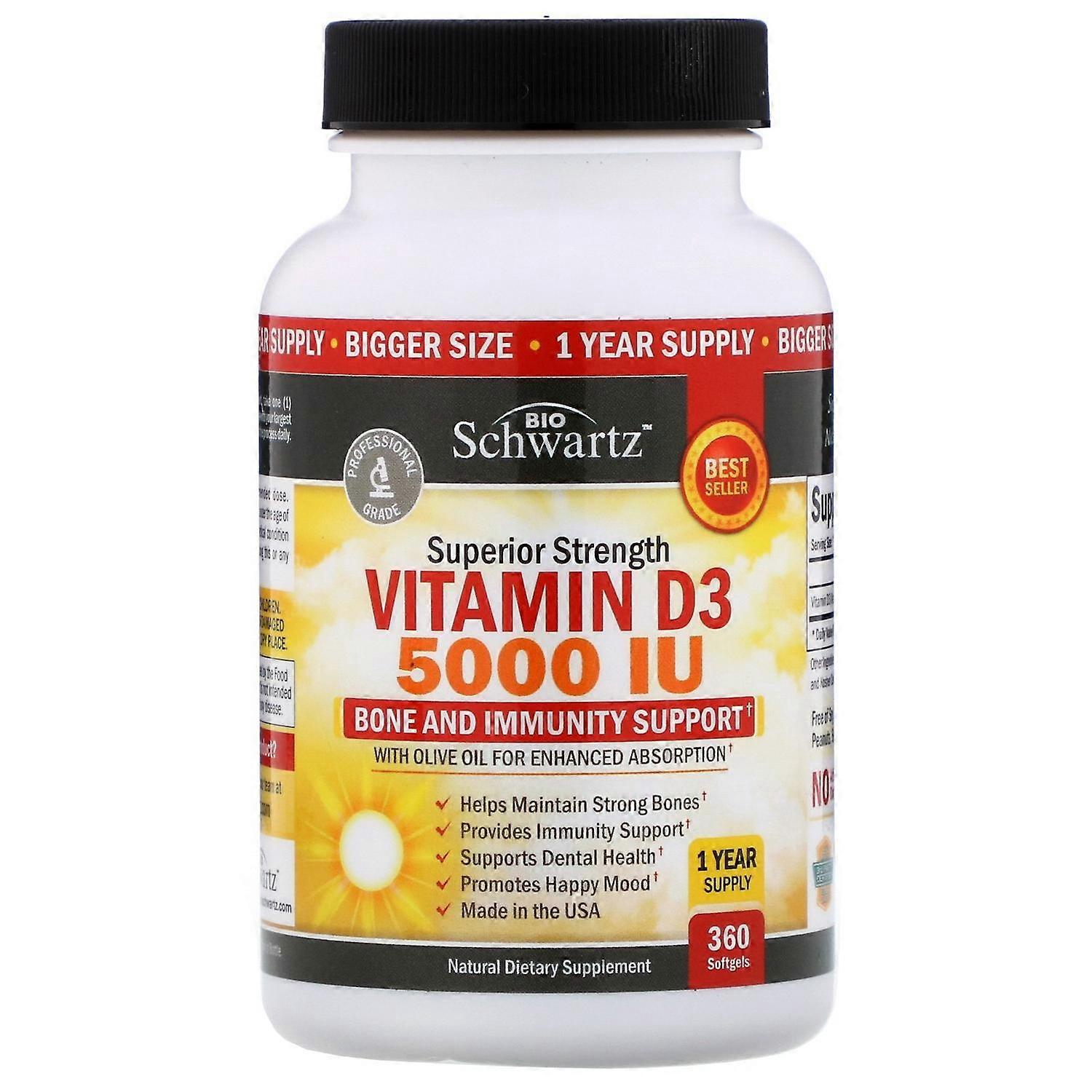 BioSchwartz, Superior Strength Vitamin D3, 5,000 IU, 360 Softgels
