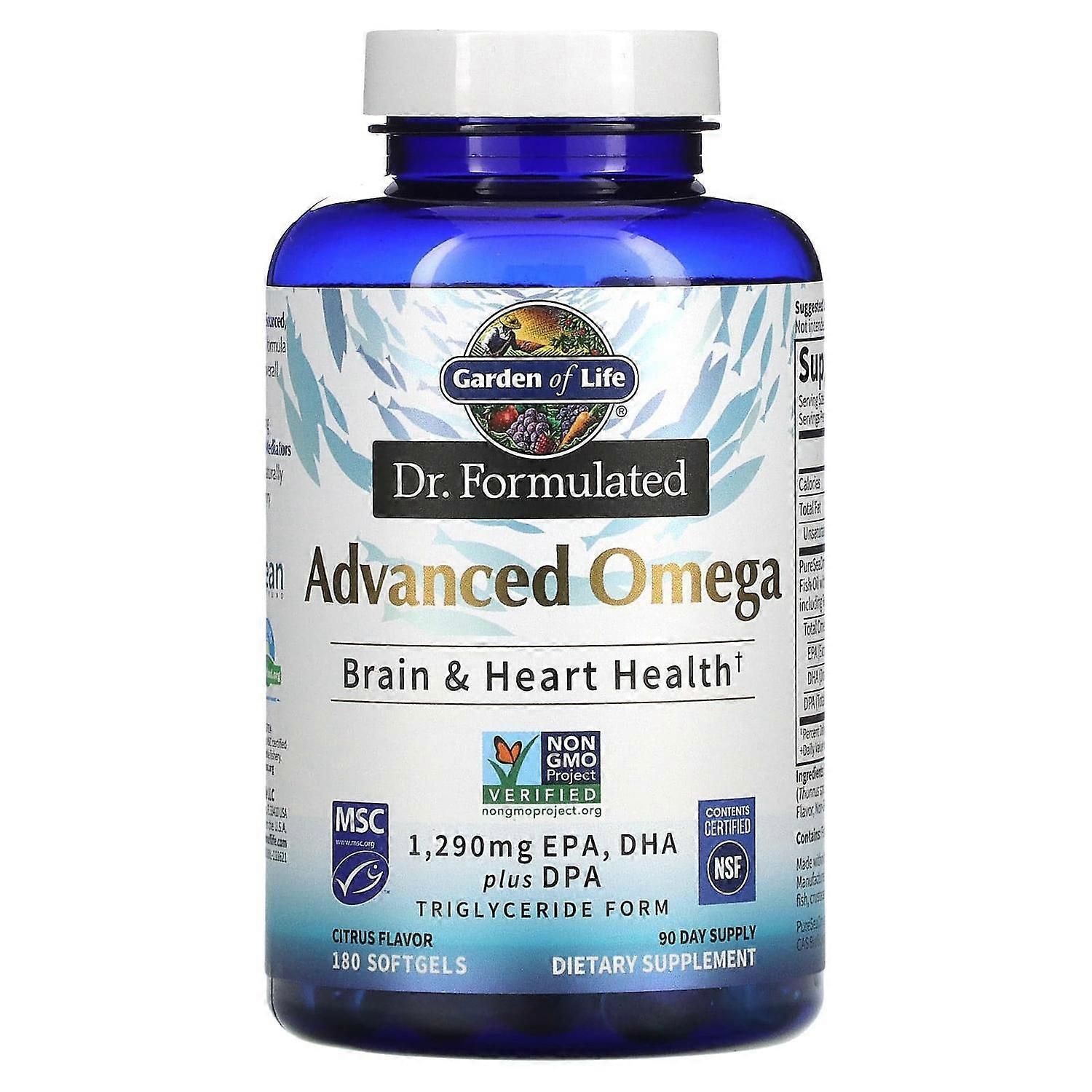 Garden of Life, Dr. Formulated, Advanced Omega, Citrus, 180 Softgels
