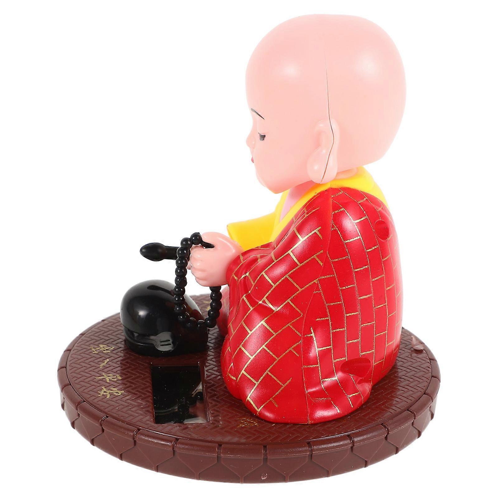 Solar Buddha Monk Shaking Head Toy for Car Dashboard Ornament