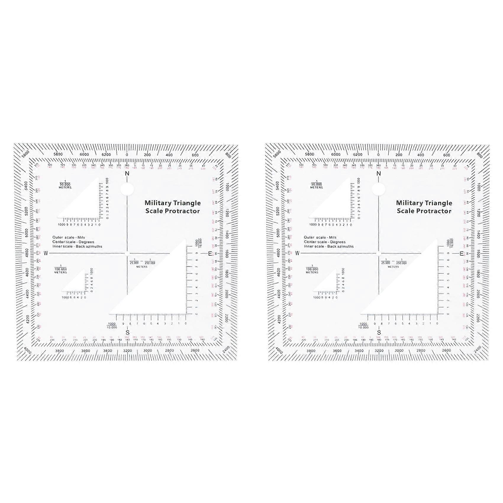 2X Coordinate Scale Practical Transparent Topographical Map Scale Navigation Military Protractor