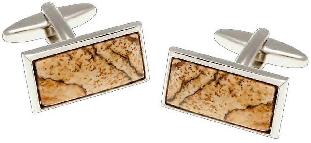 David Van Hagen Jasper Rectangle Cufflinks - Beige/Silver