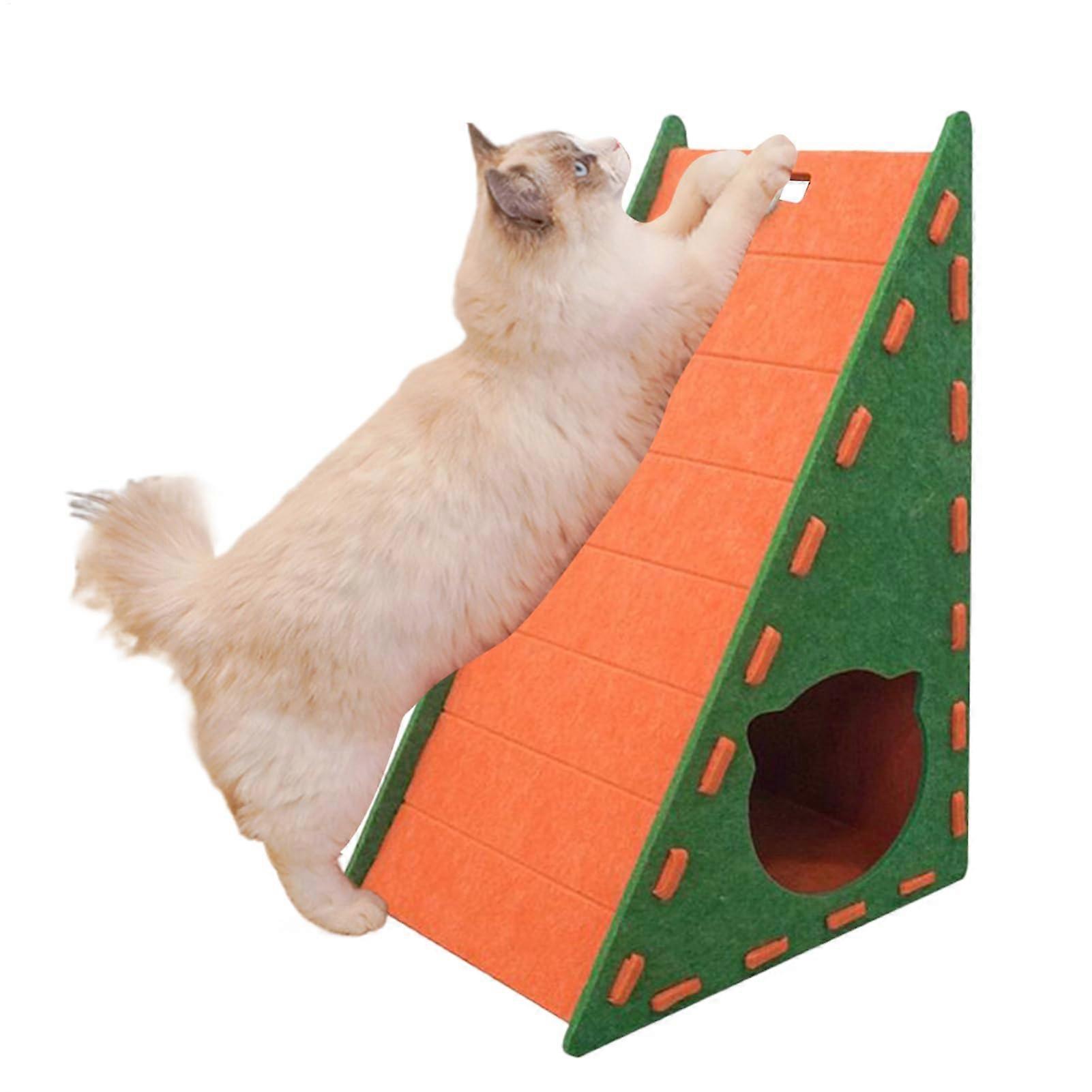 Felt Cat Scratcher Vertical Integrated Scratcher Board Triangular Kitten Felt Bed Wear Resistant Climbing Mat Green