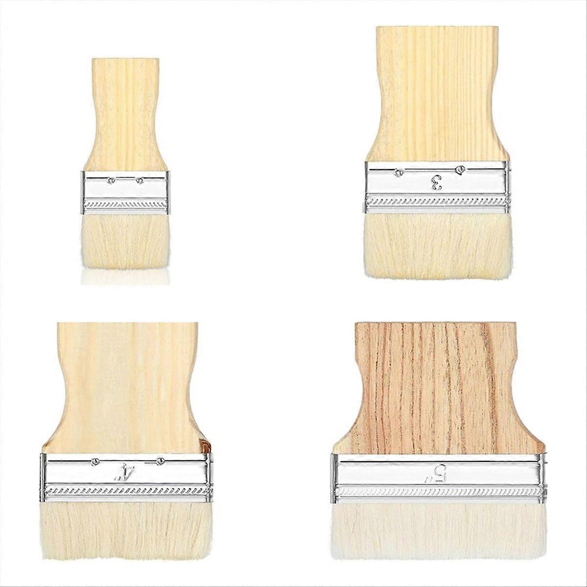 Conjunto de 4 pincéis planos, pincel largo, pincel grande de 2/3/4/5 polegadas para óleo e acrílico P
