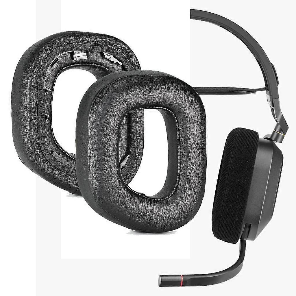 Ear Pads For HS80 RGB Over Ear Headset Black Leather Replacement Earmuffs