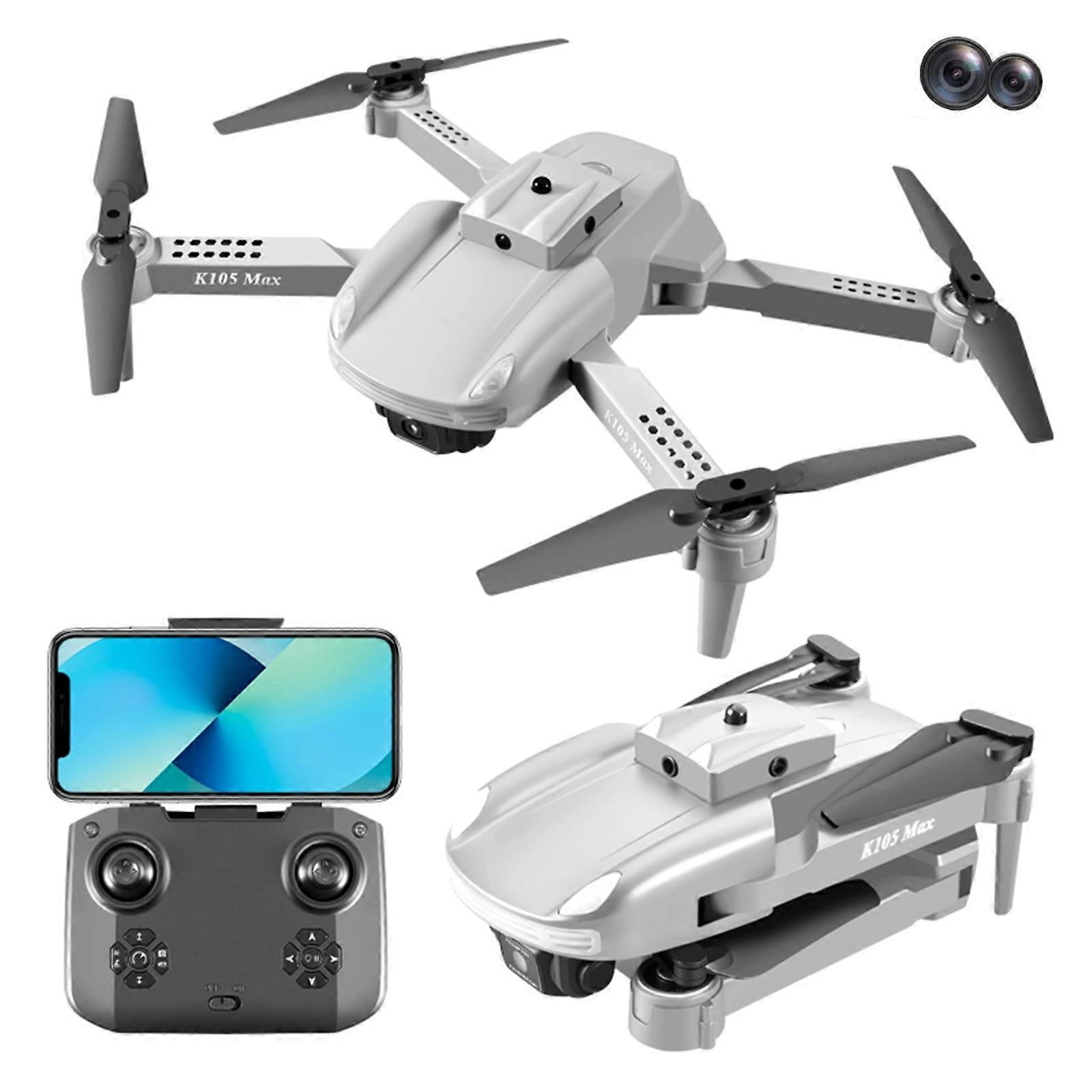 WJSXC Drone with 1080P Dual HD Camera, FPV RC Toy with Altitude Hold, Headless Mode, Speed Adjustment, White - Compatible with Gift for Boys Girls