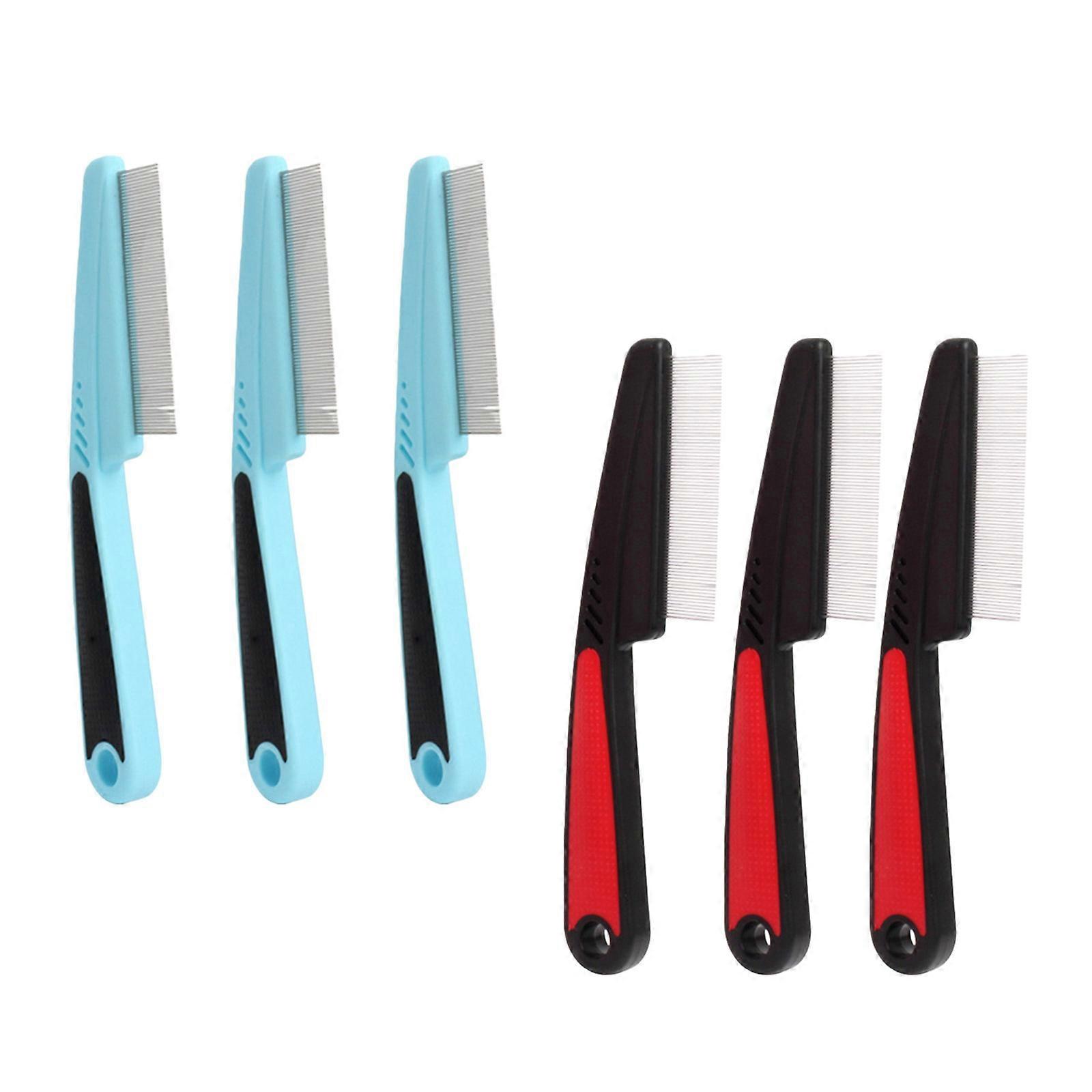 Pet Deshedding Brush With Massage Function ABS Dog Grooming Tool For Shedding Control And Coat Care  3 red 3 blue