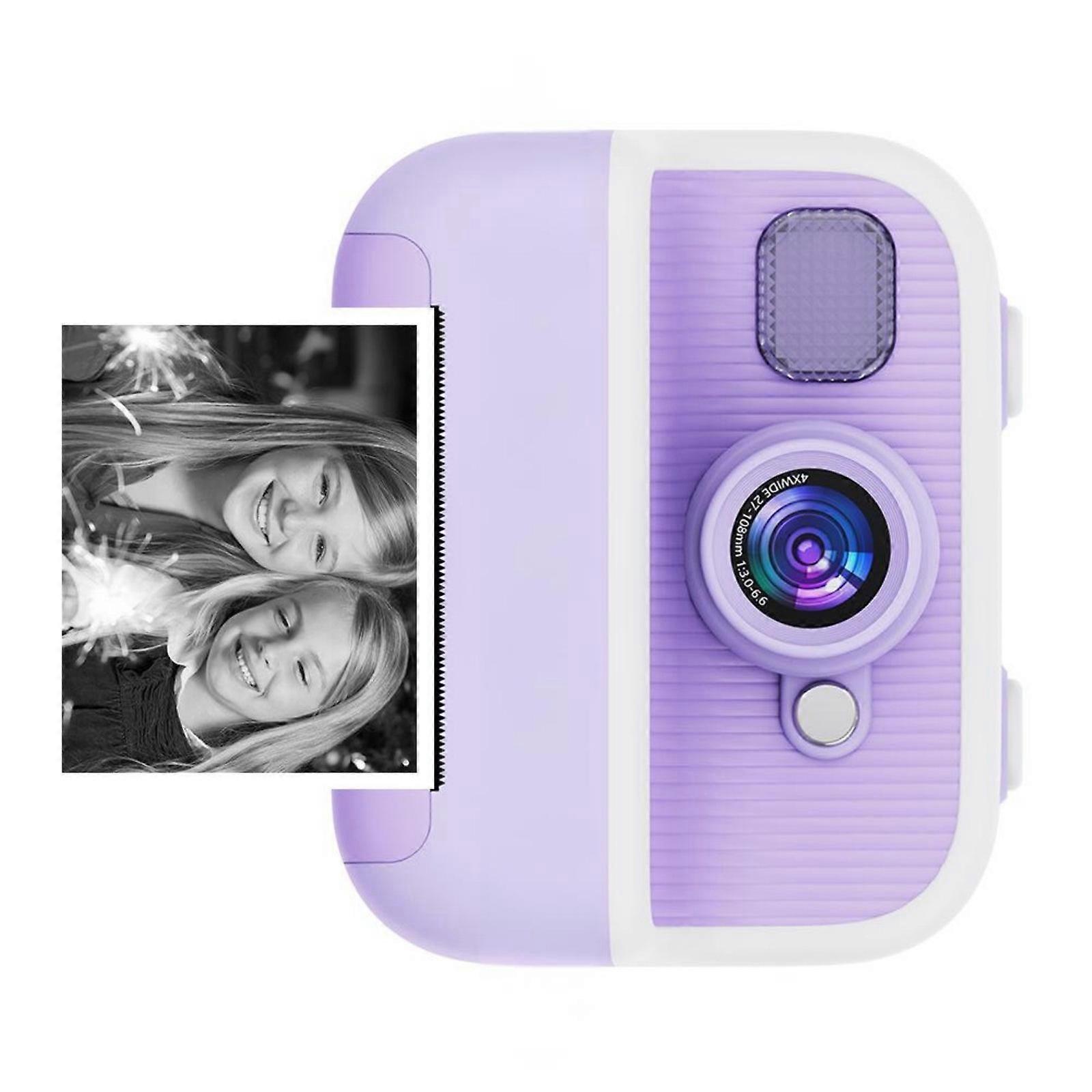 Rechargeable Kids Instantly Camera with Photo Video Function Built In Print Camera For Children Selfie Travel Camera Toy  Purple