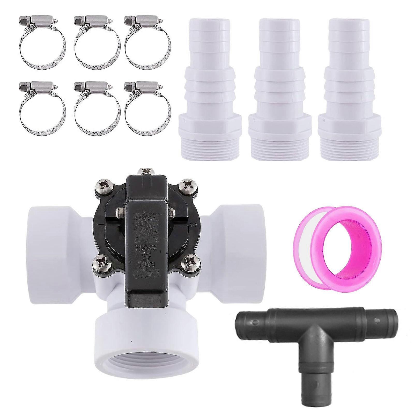 Professional Pool Bypass Valves System Set 12 Pieces 3 Way Connection Includes Sealing Tape Suitable for Sand Filtration Multicolor