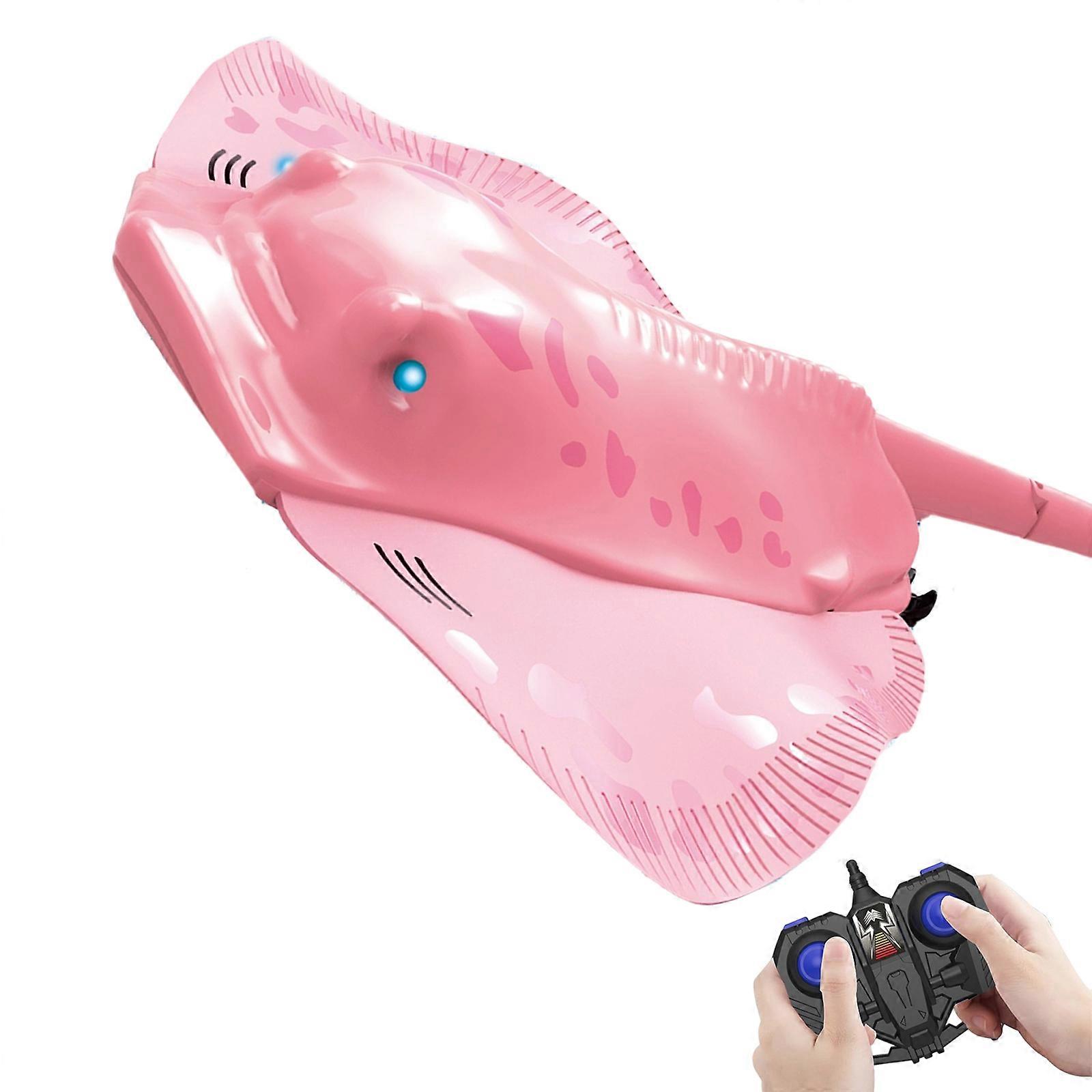 Interactive Remote Control Manta Ray Toy With Flexible Fins Outdoor Lake Pool Play Activity Competitive Toy For Children  Pink