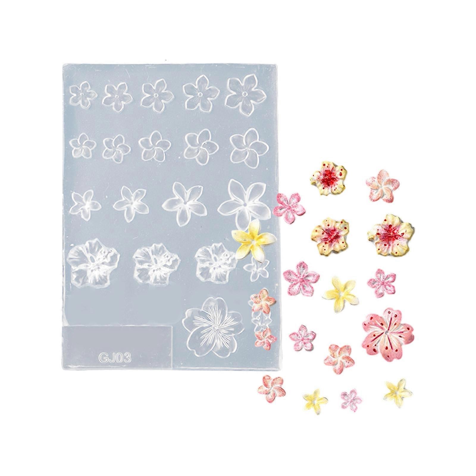 Multiple Size Sakuras Sturdy Silicone Mould Set Portable Accessory for Craft Supplies Nails Making Plaster Crafting Multicolor