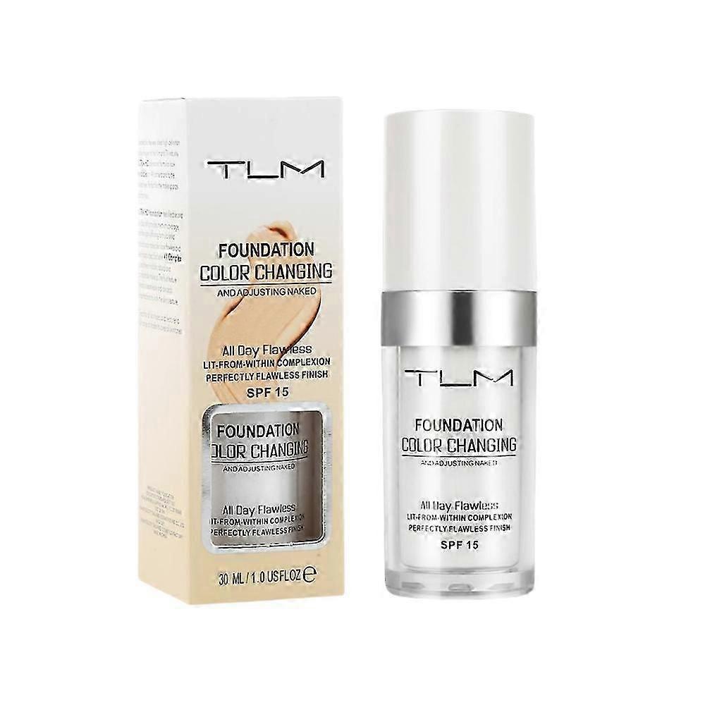 Tlm Color Changing Foundation For Aging Skin, flydende Makeup Base Nude Face Cover Concealer Cream