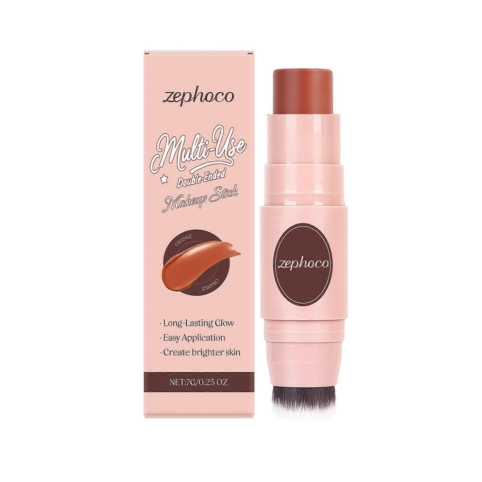 Orange Multi-Purpose Double-Ended Makeup Stick Blush for a Charming, Rosy Complexion with a Radiant Glow and Lightweight Finish