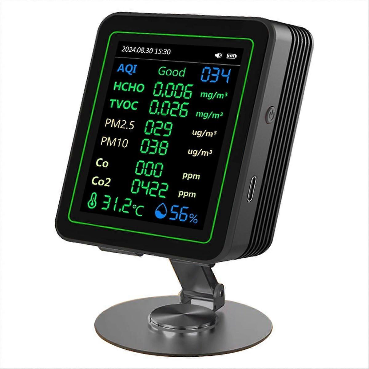 12 in 1 Air Quality Tester Temperature/Humidity with Bracket Black