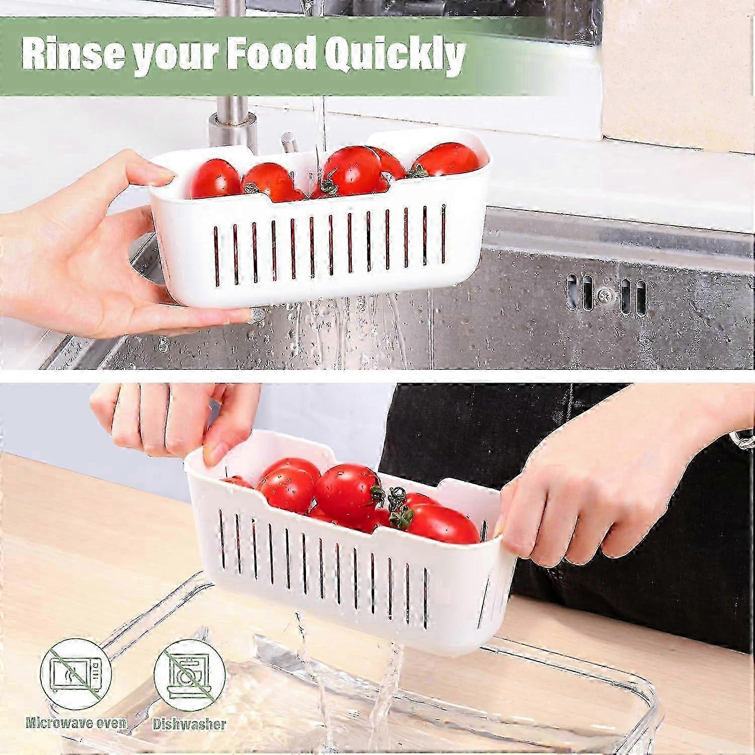 2 Pack Divided Serving Tray Fresh Keeper Fridge Stackable Vegetable Saver for Refrigerator 4 Boxes 2025