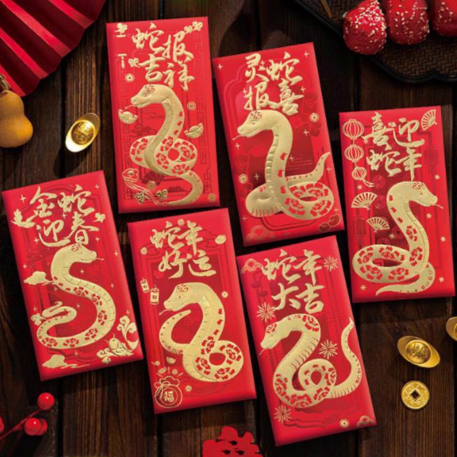 YMARPT Snake Red Envelopes 2025 - 6PCS Chinese New Year Lucky Money Packets for Snake Year Spring Festival