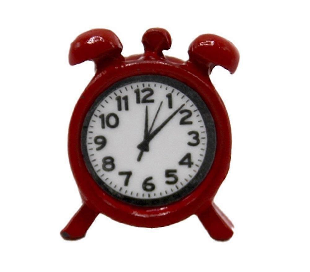 Dockor Hus Röd väckarklocka Miniatyr Retro Sovrum Tillbehör 1:12 Skala