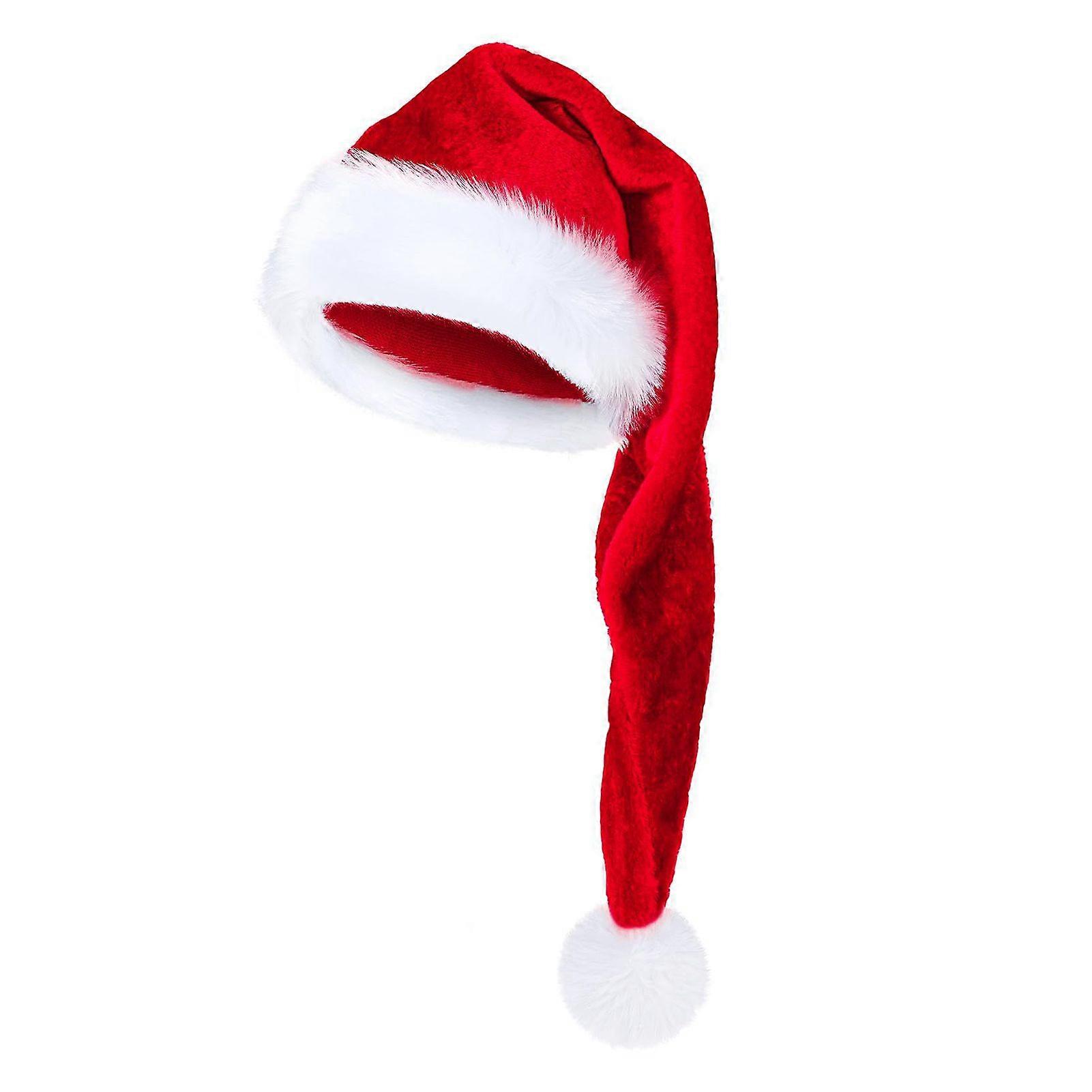 Cappello da Babbo Natale per adulti, unisex, in velluto e peluche, con bordo in pelliccia sintetica bianca per la festa di Capodanno