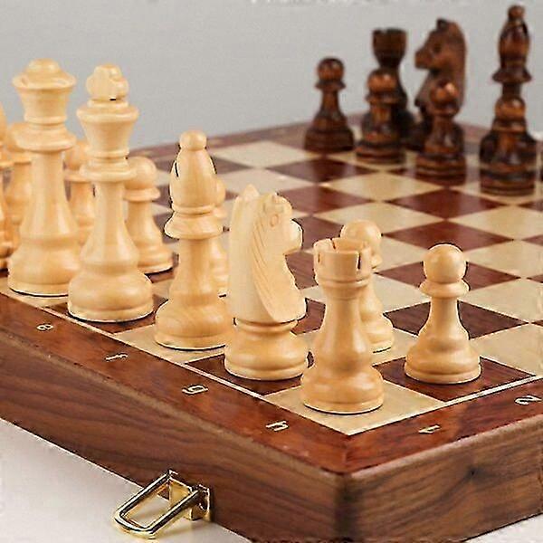 Walnut Chess Board with Storage for Pieces, 15-inch Size, Ideal for Two Players