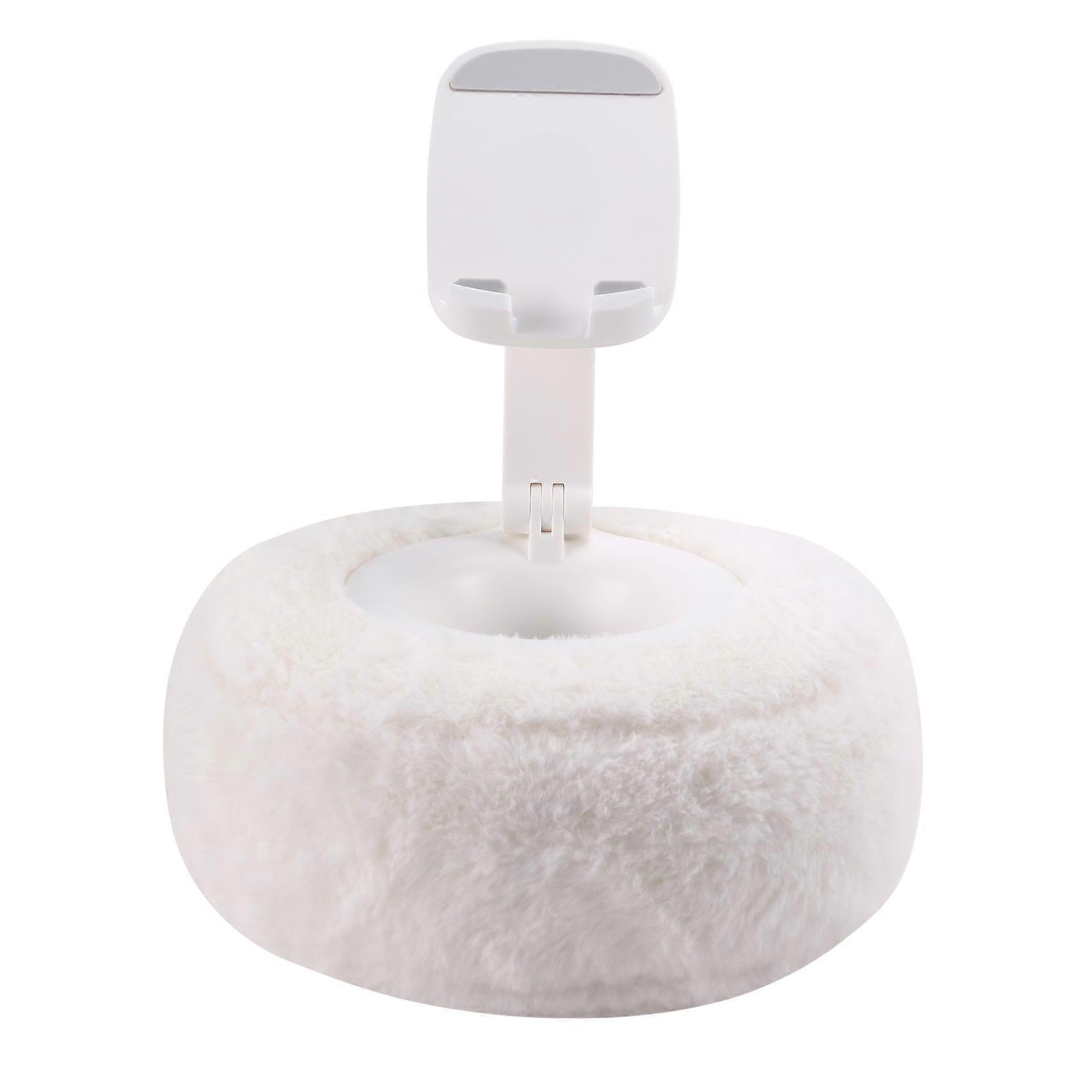 Adjustable for Kindle Pillow Stand Reading Support with Fuzzy Bowl 360° Phone Holder for Bed White