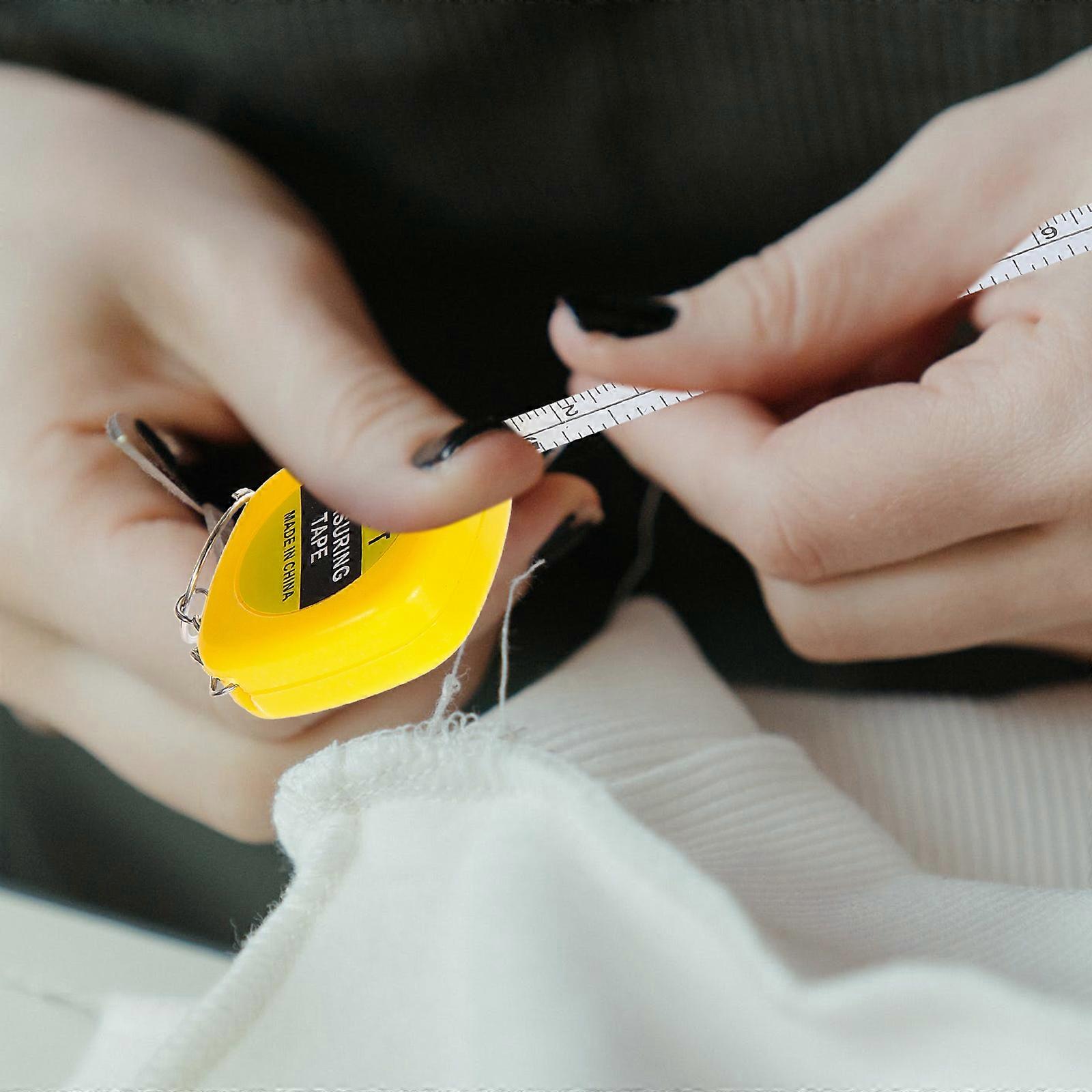 12PCS Mini Automatic Tape Measure Keychain Portable High Precision Tape Measure with Key Ring (Random Color)