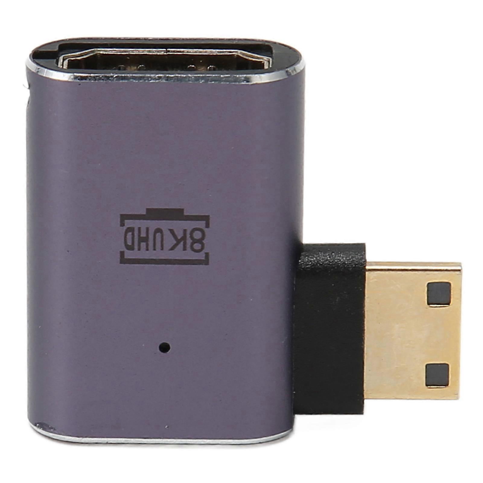 זווית שמאלית מיני HD זכר ל HD נקבה מתאם תמיכה 8K 60Hz 4K 120Hz UHD2.1 חבר והפעל מתאם HD עם אור LED למצלמות