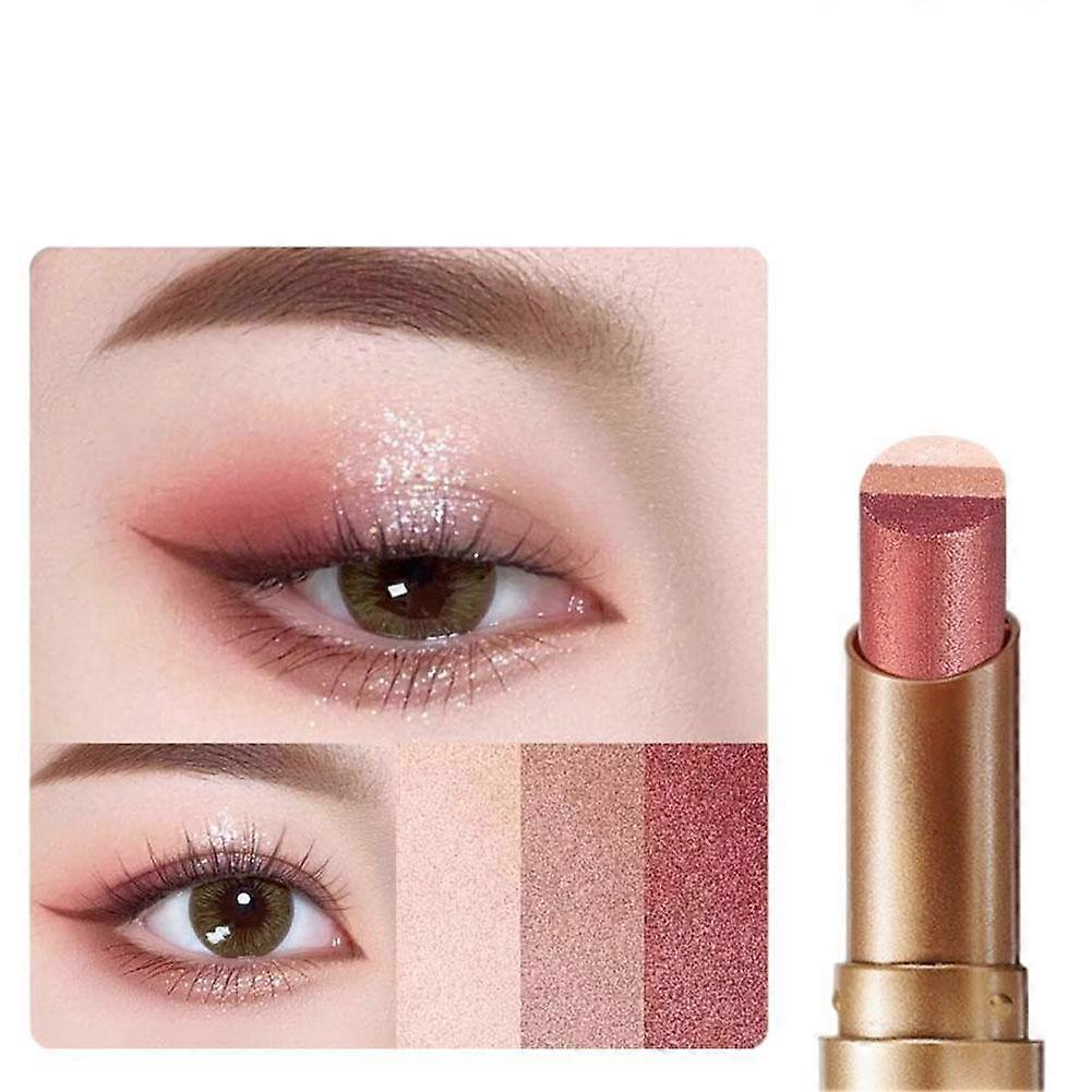 3-Color Eyeshadow Stick Long Lasting Waterproof Twist Up Pen Easy Blend For Sensitive Skin