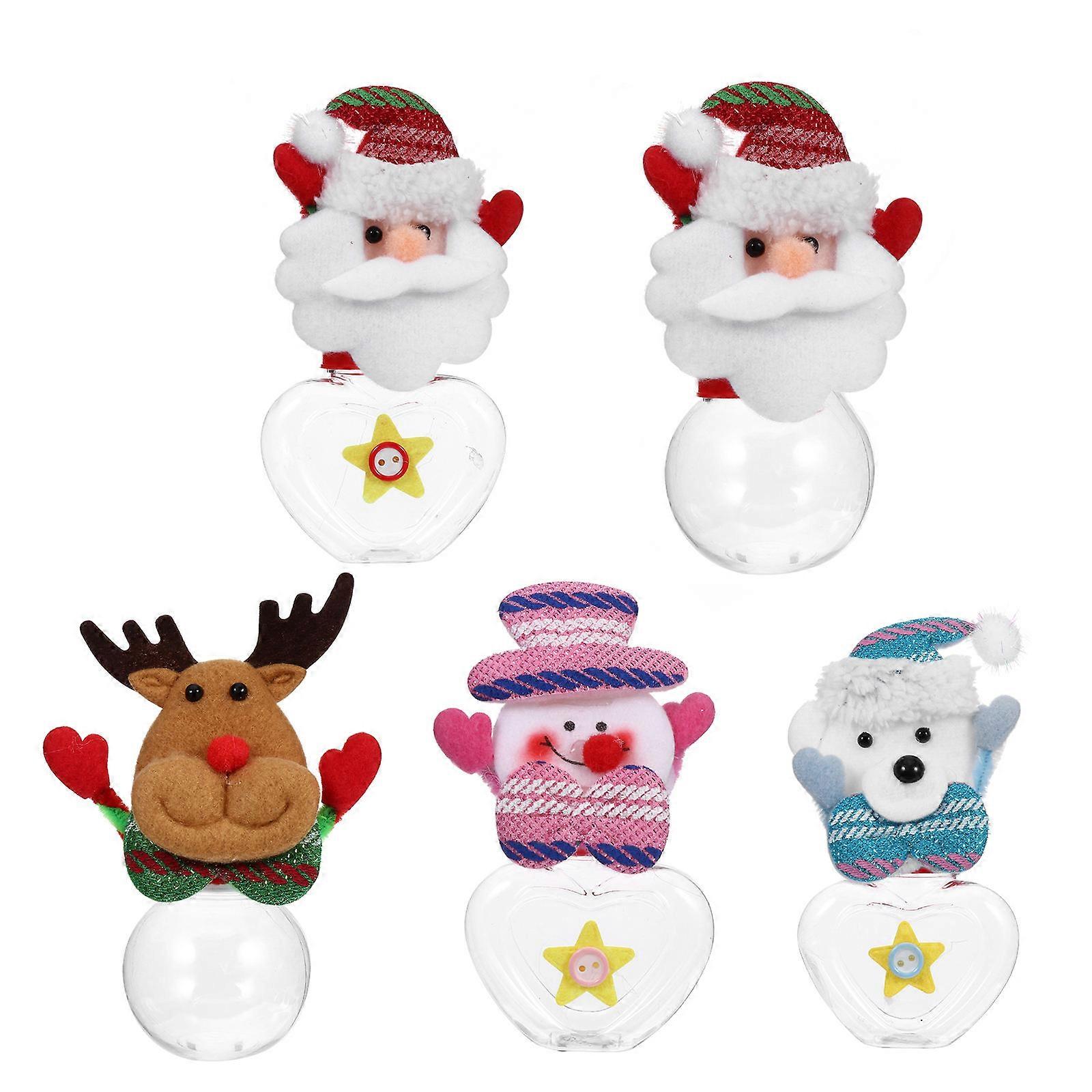 5Pcs Christmas Candy Jar Plastic Storage Container for Decoration