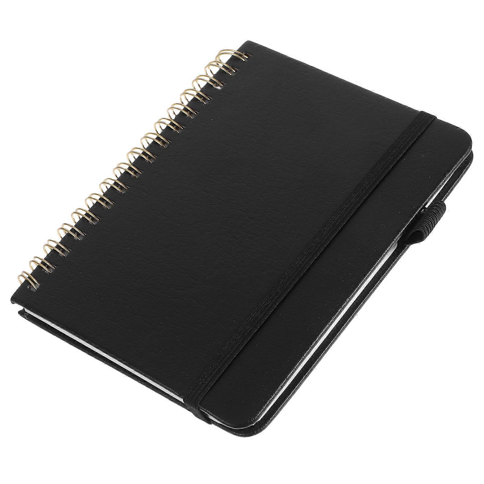 Internet Address And Password Book Refillable Spiral Notebook Home Use Black Paper Pu Elastic Band Closure 1Pcs
