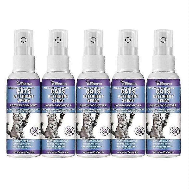 1-5x Cat Deterrent Spray, Stops Cats from Peeing & Scratching, Lemon & Coptis, Safe for Furniture