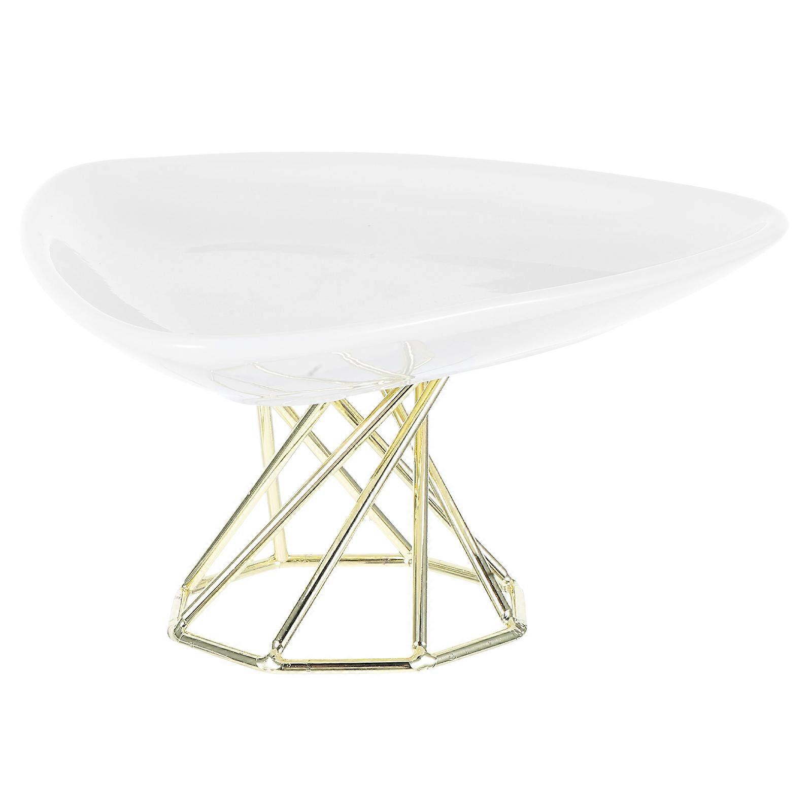 Egg Cake Plate Round Ceramic Dessert Stand for Party Serving White