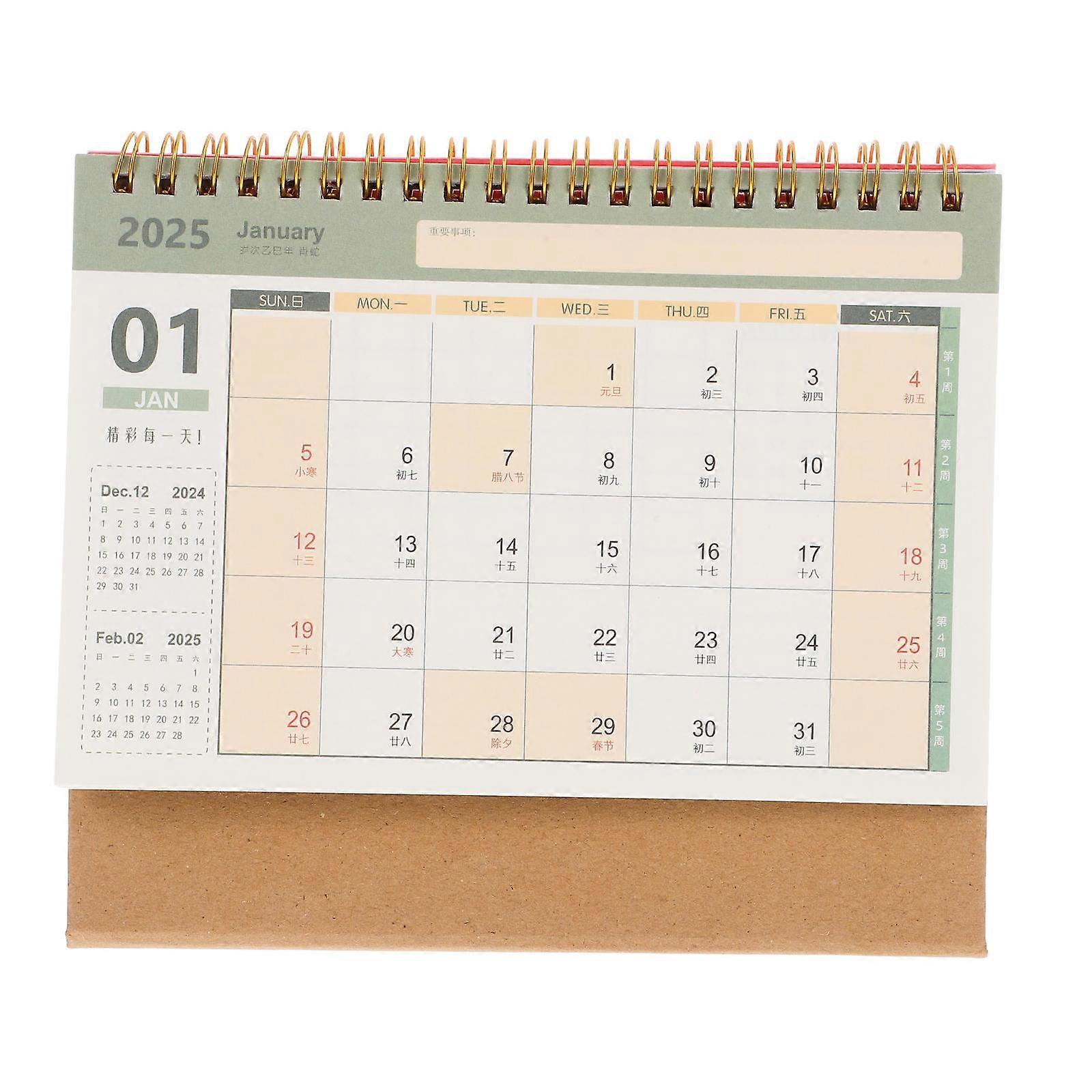 Standing Flip Desk Calendar for Home Use with Thick Paper Material Multi Color 2024 2025 Schedule Planner