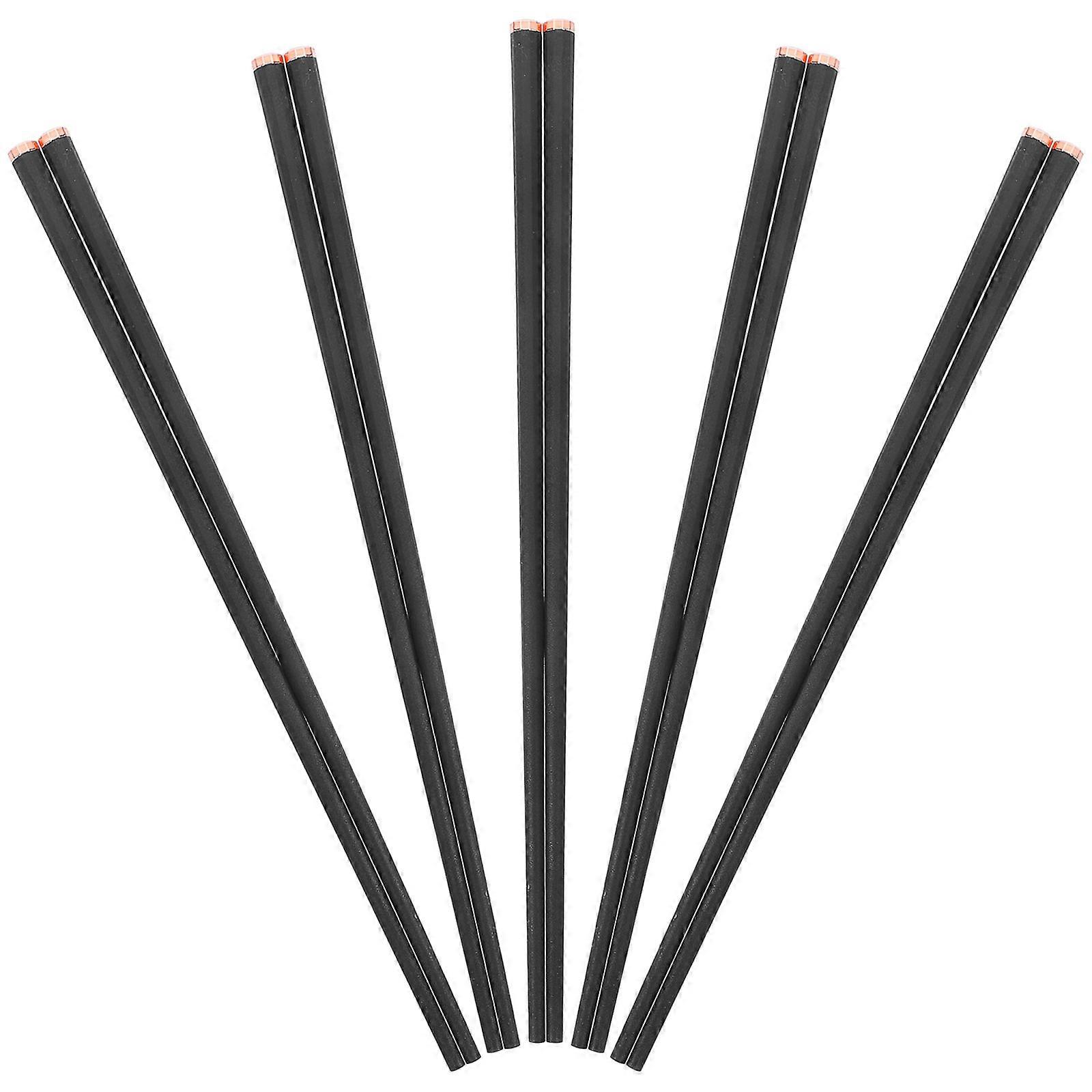 Metal Chopsticks 5 Pairs Of Reusable Fiberglass Chopsticks For Home Use With Comfortable Grip And Black Color