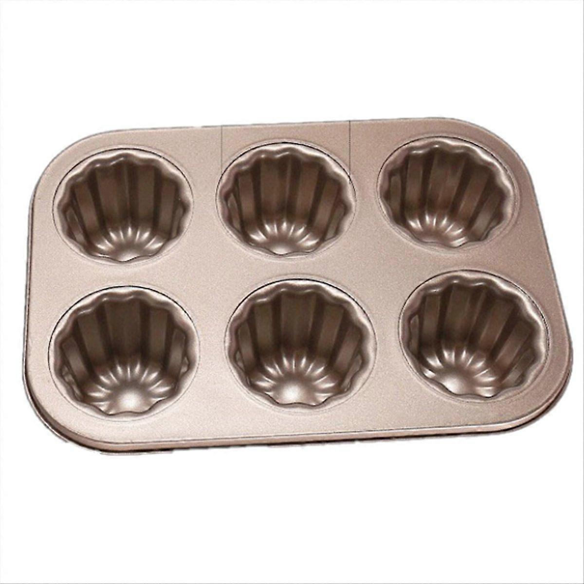 6-Cavity Canele Mold Cake Pan, Non-Stick Canele Baking Pan