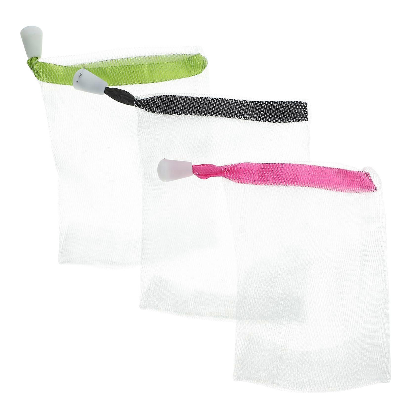 3pcs Soap Saver Pouch with Hanging Rope, Exfoliating Mesh Bags for Shower and Bath, Reduce Soap Waste