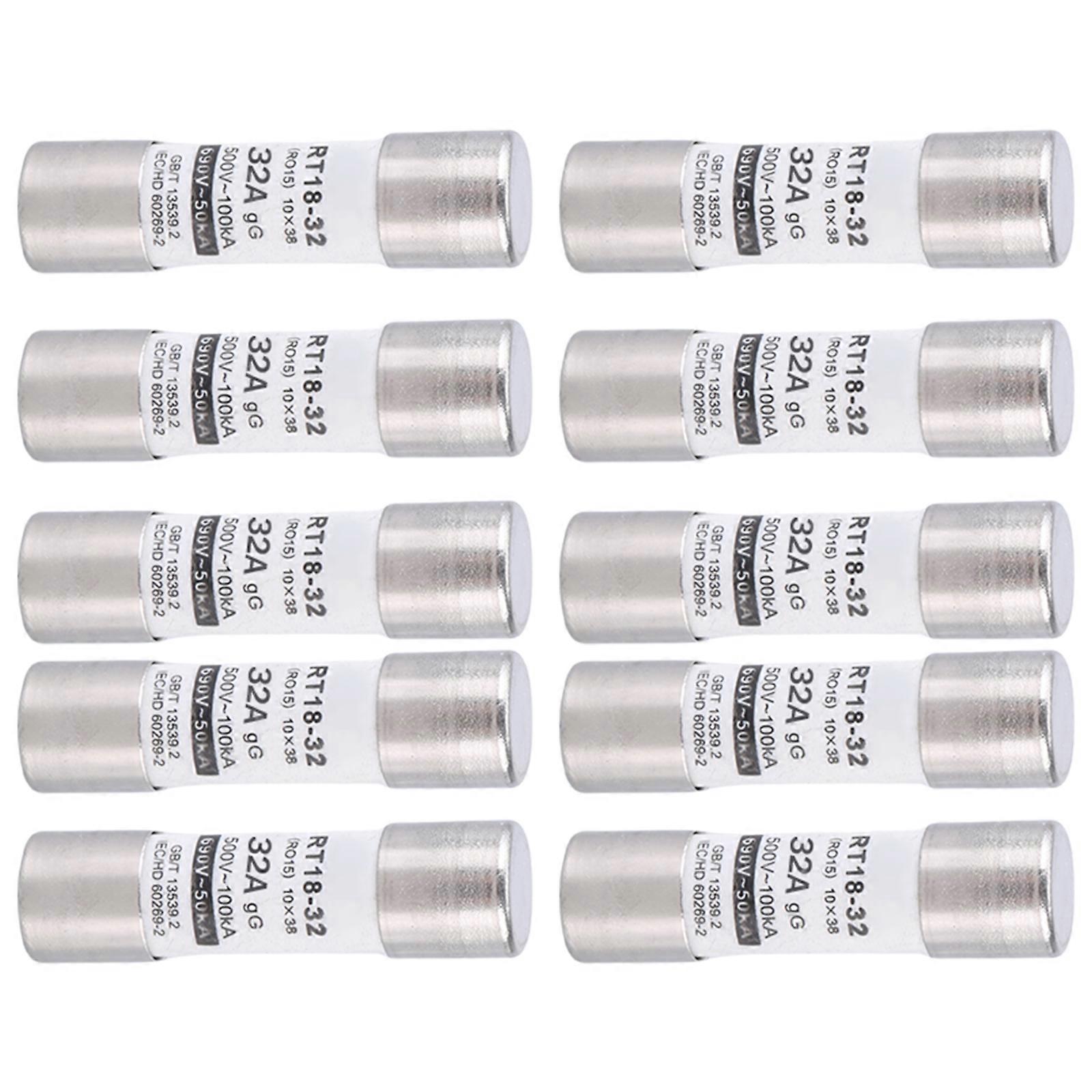 Set of 10 Neozed Fuses Ceramic Metal Fuses Essential Overload Protections Electrical Safety for Commercial Spaces Multicolor