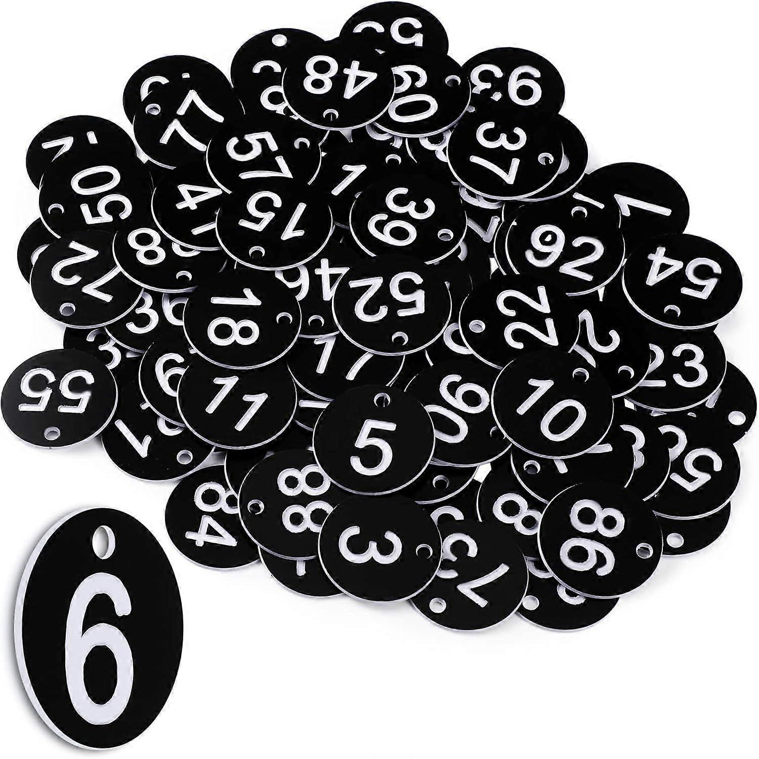 Black Plastic Number Tags - 100 Pcs Waterproof Small Plastic ID Tags for Various Uses