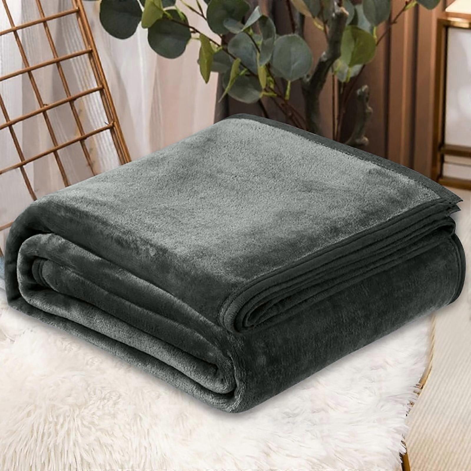 Cailmei Super Soft Warm Solid Warm Micro Plush Fleece Blanket Throw Rug Sofa Bedding Dark Gray L2