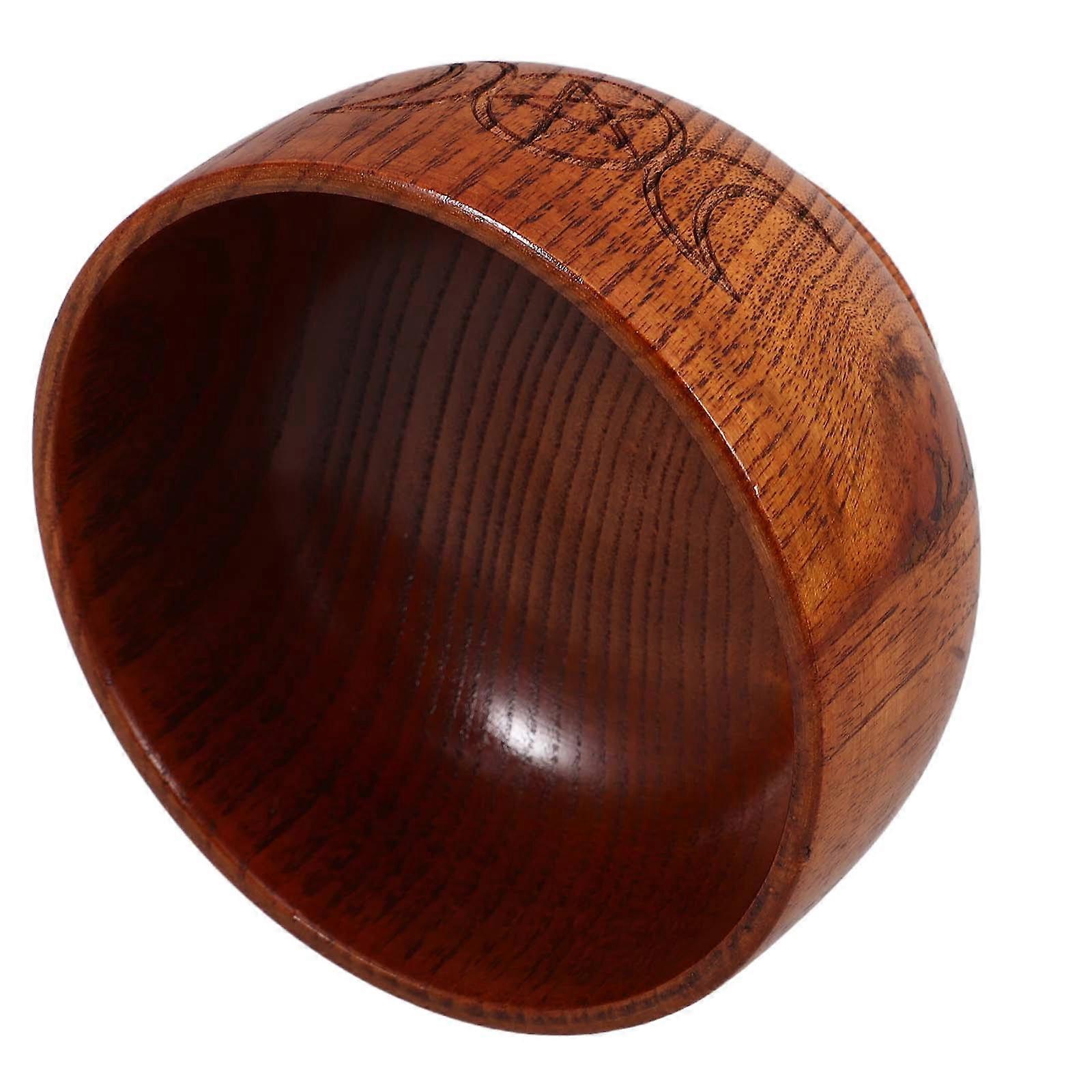 Wooden Pentacle Bowl for Storage Use Brown Moon Pattern Candle Holder
