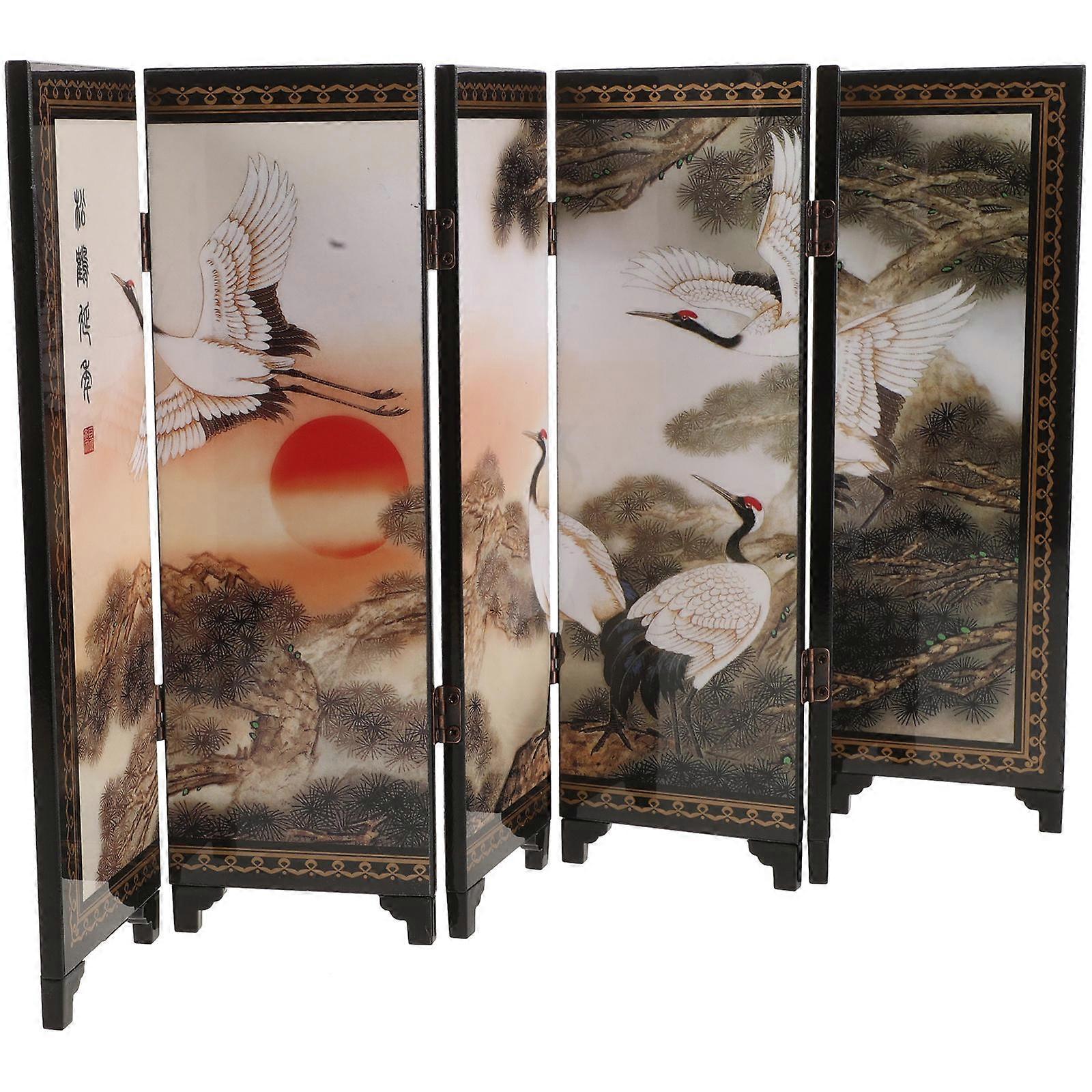 Vintage Wooden Folding Screen Decorative Screen Panel for Interior