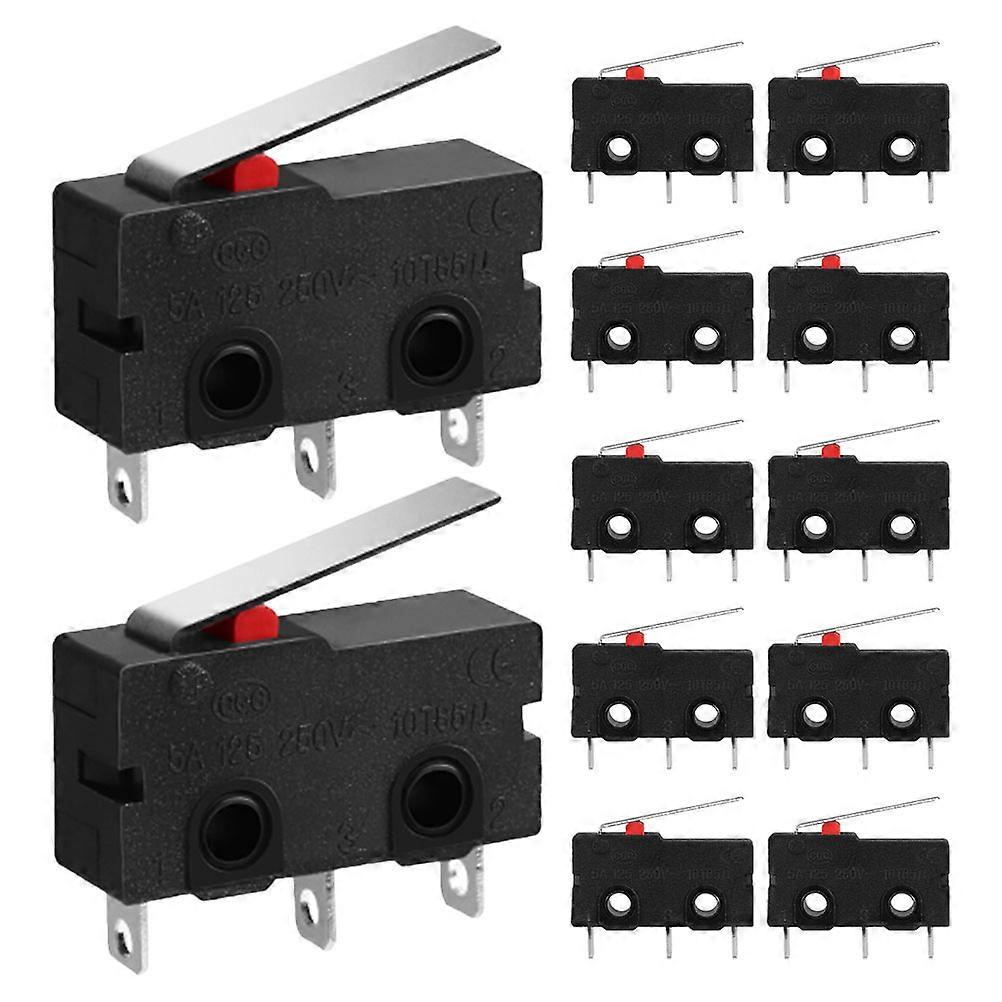 Micro Limit Switch with Straight Handle for Electronic Devices 12Pcs