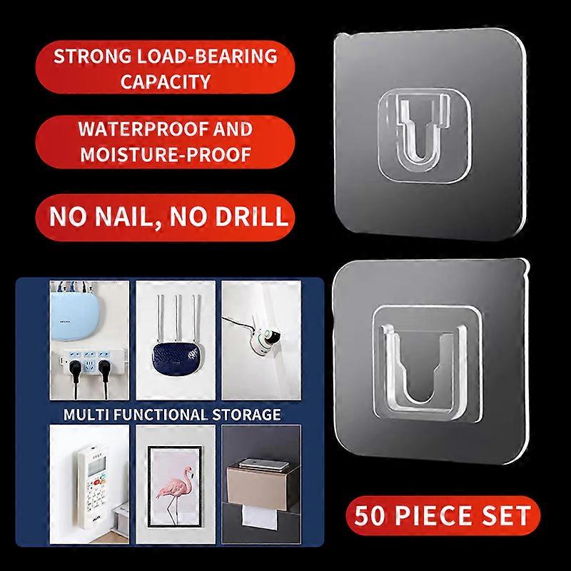 50/30/10/5pcs Hook Without Punching - Multi Functional Seat Wall Storage Rack Patch PVC Adhesive Fastener with Seamless Snap