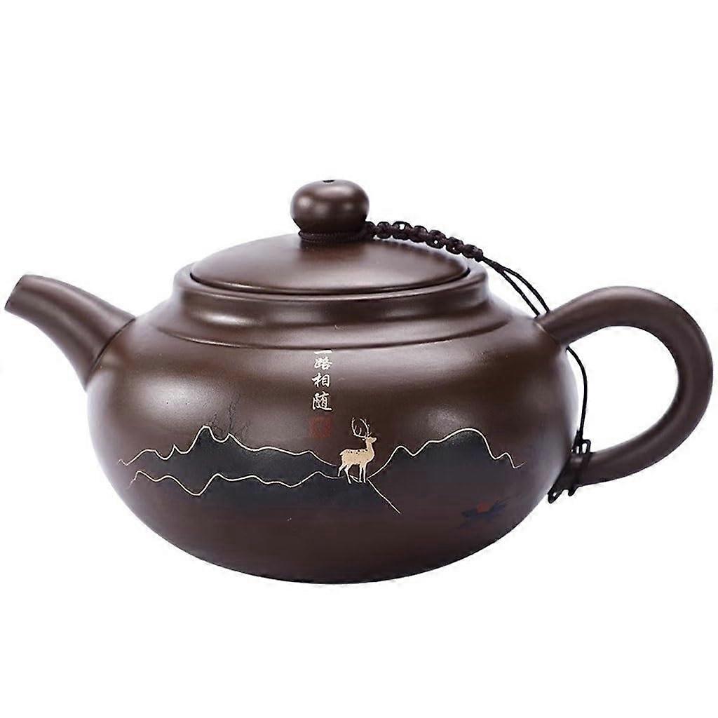 Large Capacity Antique Handmade Kung Fu Teapot with Ergonomic Handle for Home and Tea Lovers