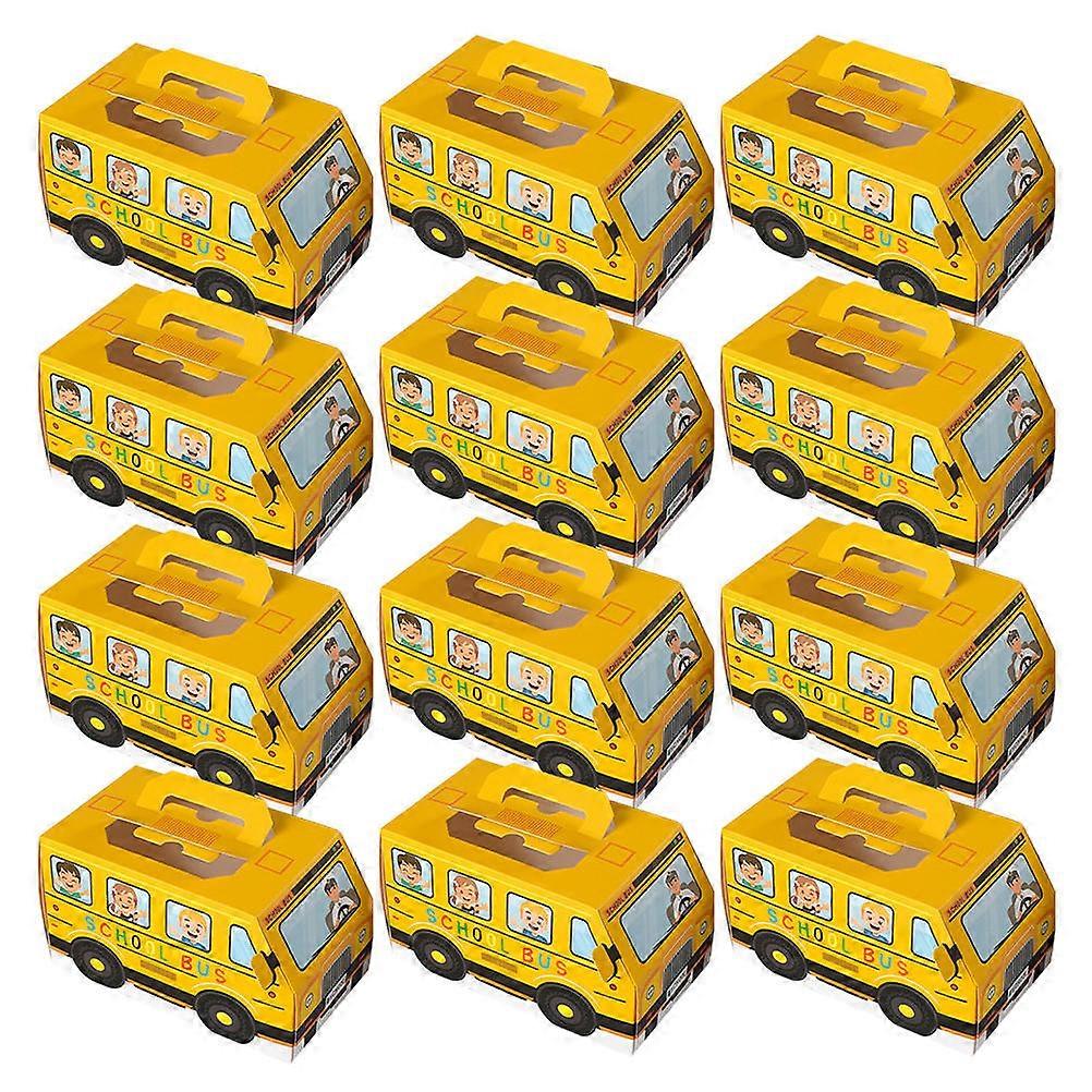 Back to School Candy Box Paper Bus Shaped Candy Boxes with 12Pcs